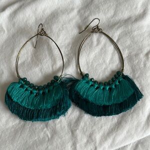 Elegant Teal Tassel Earrings